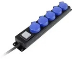 AS Schwabe 38609 Steckdosenleiste mit Schalter 5fach Schwarz, Blau Schutzkontakt 1St.