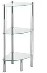 Eckregal Mod. Yago mit 3 Glasablagen, aus Edelstahl und Sicherheitsglas