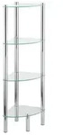 Eckregal Mod. Yago mit 4 Glasablagen, aus Edelstahl und Sicherheitsglas