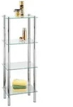 Regal Mod. Yago viereckig, 4 Ablagen, aus Edelstahl und Sicherheitsglas