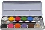 EULENSPIEGEL Schminkpalette 10 Farben 2x Glitzer 2x Pinsel Metalletui