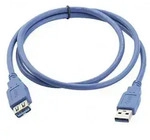 Manhattan USB-Kabel USB 3.2 Gen1 USB-A Stecker, USB-A Buchse 2.00 m Blau vergoldete