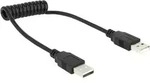 Delock USB-Kabel USB 2.0 USB-A Stecker, USB-A Stecker 0.60 m Schwarz Spiralkabel