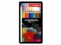 STABILO Buntstift Pastellkreidestift CarbOthello - ARTY+, 12er Metalletui