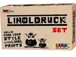 KREUL Linoldruck Set, Linoldruckfarbe 20 ml, 3 Schneidefedern, Linolplatte A6 und