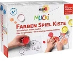 KREUL MUCKI Farben Spiel Kiste, 5 x 50 ml Fingermalfarbe, Wir mischen, malen, tupfen,