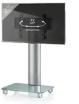 TV Standfu&szlig; St&auml;nder Rack Alu Glas Rollen Bilano