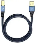 Oehlbach USB-Kabel USB 2.0 USB-A Stecker, USB-B Stecker 7.50 m Blau vergoldete