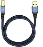 Oehlbach USB-Kabel USB 2.0 USB-A Stecker, USB-B Stecker 10.00 m Blau vergoldete
