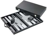 Backgammon grau, medium, Kunstleder