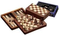 Schach Backgammon Dame Set, Reise, Feld 18 mm, magnetisch