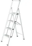 Alu-Design Klapptrittleiter 4-stufig Wei&szlig;, rutschsichere Stufen