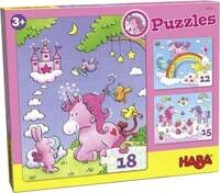 Puzzles Einhorn Glitzergl&uuml;ck. 3 Motive 12, 15, 18 Teile