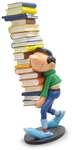 Gaston mit B&uuml;cherstapel