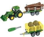 Theo Klein John Deere Traktor mit Holz und Heuwagen Theo Klein John Deere Traktor mit Holz und Heuwagen