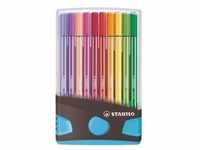 Premium-Filzstift - STABILO Pen 68 Colorparade - 20er Tischset in anthrazit/hellblau