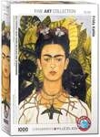 Selbstbildnis mit Dornenhalsketten und Kolibri von Frida Kahlo 1000 Teile