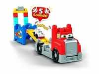 Mattel - Mega Bloks Fast Tracks Rennwagen-Transporter mit Geräuschen 15 Teile,