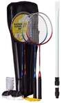 Badminton Set komplett mit 4 Schl&auml;gern Ball Netz 8 Teile