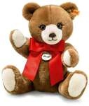 Steiff 12402 - Petsy Teddyb&auml;r, mit roter Schleife, Pl&uuml;sch, caramel, 28 cm
