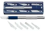 Hobbymesser Set mit Soft-Griffzone inklusive 6 Klingen grau/blau 13,8x4,2x1,8cm 7