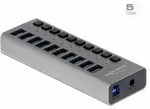 Delock 63670 USB-Hub 10 Port USB-A USB 3.1 Gen1 5 GBit/s mit USB-C&reg; Stecker Grau