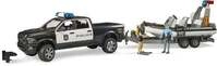 Bruder Dodge RAM 2500 Polizei Pickup, L+S,Anh.,Boot Fertigmodell Nutzfahrzeug Modell