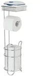 Toilettenpapierhalter stehend mit Ablage, Chrom, mit Ersatzrollenhalter