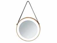 LED-Wandspiegel Usini, beleuchteter Spiegel aus Bambus
