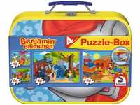Schmidt Spiele - Benjamin Blümchen, Puzzle-Box, 2x26, 2x48 Teile im Metallkoffer
