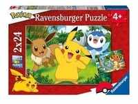 Ravensburger 05668 - Pikachu und seine Freunde, Kinderpuzzle mit Mini-Poster, 2x24