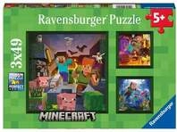 Kinderpuzzle 3x49 Teile - Minecraft Biomes