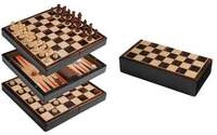 Schach Backgammon Dame Set, Reise, Feld 22 mm, magnetisch