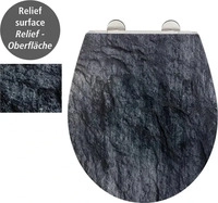 Premium WC-Sitz Mod. Slate Rock mit Relief, aus antibakteriellem Duroplast