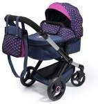 Puppenwagen Xeo Einhorn blau 65x37x74cm