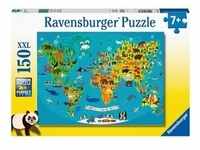 Puzzle Ravensburger Tierische Weltkarte 150 Teile XXL