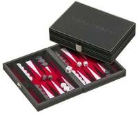 Backgammon Tinos, klein, rot, Kunstleder, magnetisch