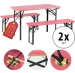 Stagecaptain Hirschgarten Bierzeltgarnitur f&uuml;r Balkon 117 cm Pink 2x Set