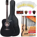 Classic Cantabile Westerngitarre mit Tonabnehmer Starter-Set inkl. 5-teiligem