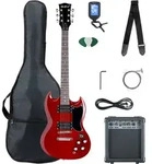 McGrey Rockit E-Gitarre Double Cut-Komplettset Cherry Red