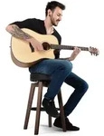 Classic Cantabile Pub-Hocker Gitarrenhocker dunkel gebeizt