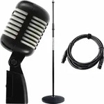 Pronomic DM-66BK/WH Elvis Dynamisches Mikrofon Schwarz/Wei&szlig; Set