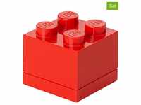 LEGO 3er-Set: Aufbewahrungsboxen "Mini 4" in Rot - (B)4,6 x (H)4,3 x (T)4,6 cm