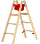 Hymer Holz Stufenstehleiter mit Textiltasche 2x4 Stufen