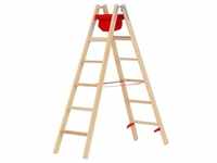 Hymer Holz Stufenstehleiter mit Textiltasche 2x6 Stufen