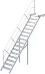 Euroline 511 Podesttreppe 45&deg; 600mm Stufenbreite 16 Stufen Alu gerieft