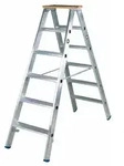 Iller Stufenstehleiter mit 2x6 Stufen 2,95m AH und 2 Holzstufen als Abschluss