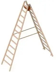 Layher 1053 Holzstehleiter nach &Ouml;-Norm Z1501 2x12 Sprossen