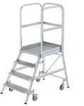 MUNK Podestleiter fahrbar Aluminium geriffelt 4 Stufen