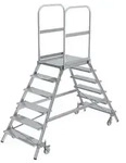 MUNK Podestleiter fahrbar Aluminium geriffelt 2x6 Stufen